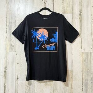 Summer Baby Black Tee with Blue and Orange Palm Design